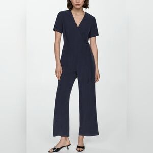 Dark Navy Bow wrap jumpsuit